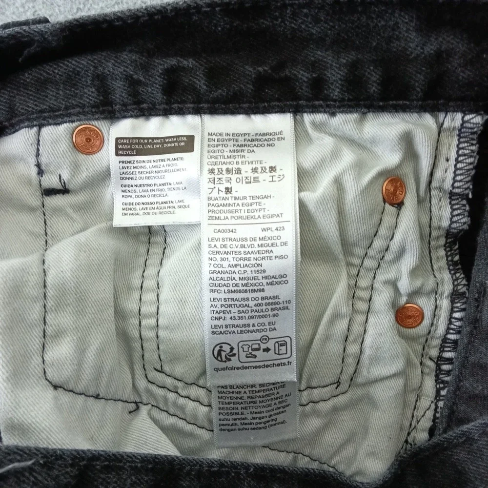 Levis Premium 501 Original Fit Jeans Mens 36x34 Black Straight Leg 00501-2456